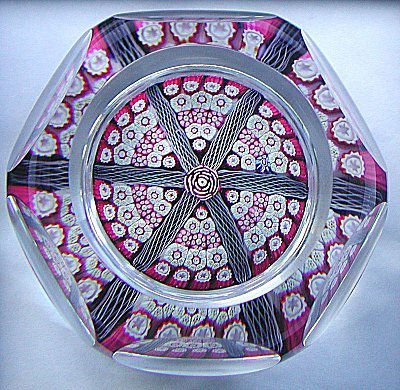 Whitefriars millefiore and latticino paperweight