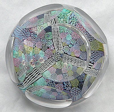 Whitefriars millefiore and latticino paperweight