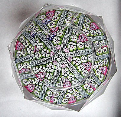 Whitefriars millefiore and latticino paperweight