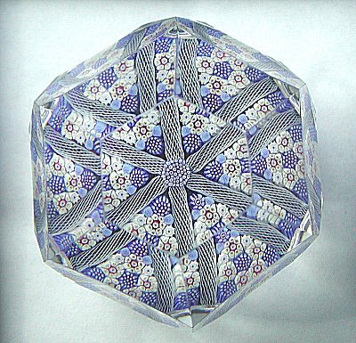 Whitefriars millefiore and latticino paperweight